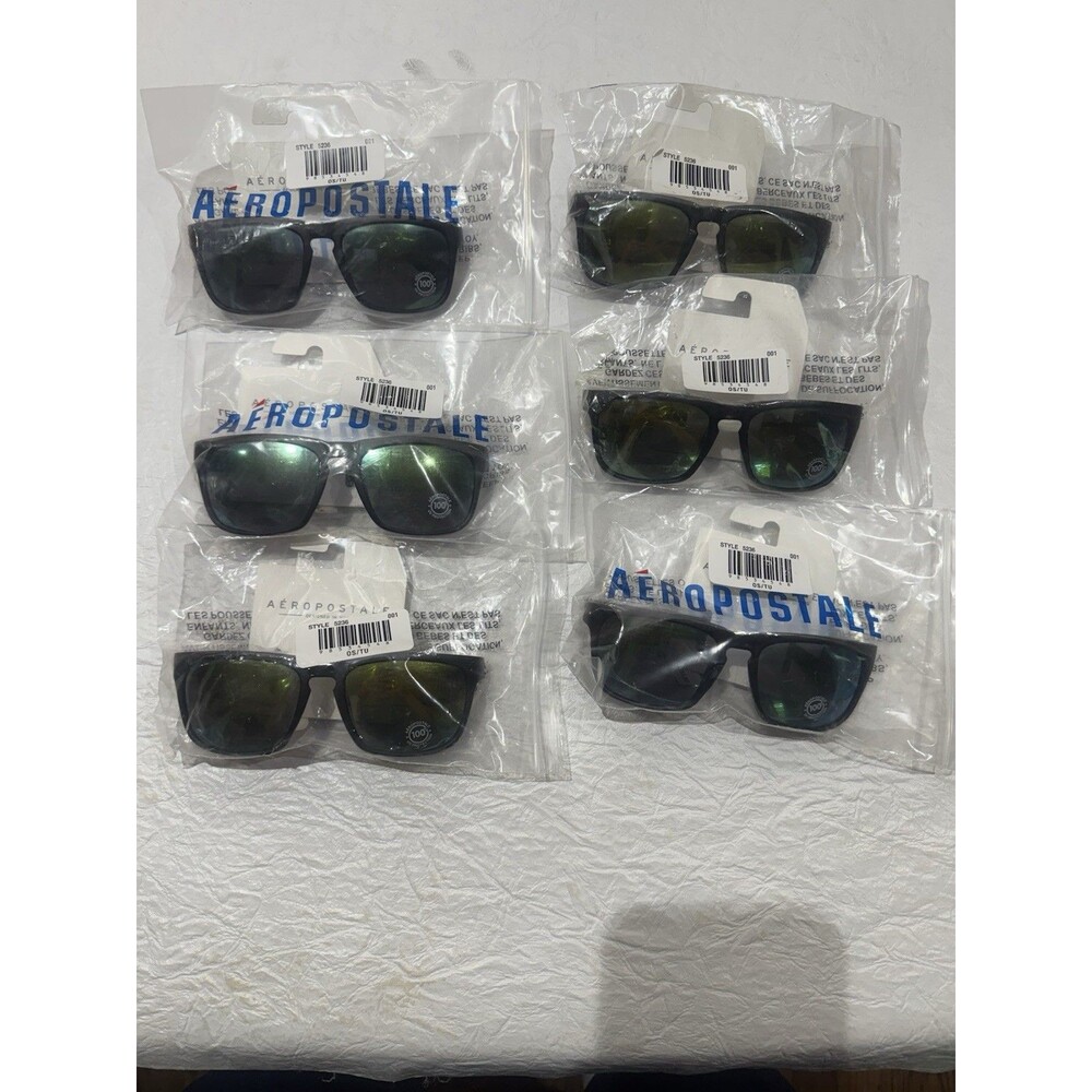 Aeropostale Sunglasses Lot of 6 Square Mirrored Black Frame NWT Style 5236 OS